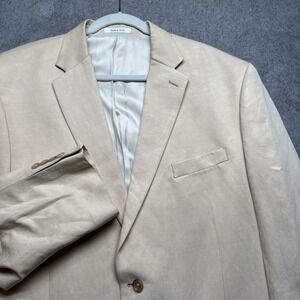 Lauren Ralph Lauren Blazer Mens 48R Beige Silk Linen Blend Sport Coat Jacket